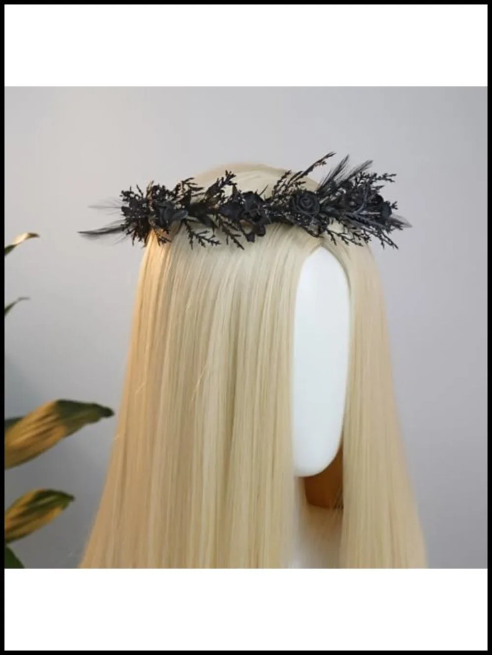 Gothic Floral Headband with Feathers for Renaissance Witch Costume